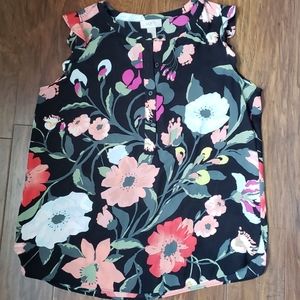 Loft Outlet floral flutter sleeve shell